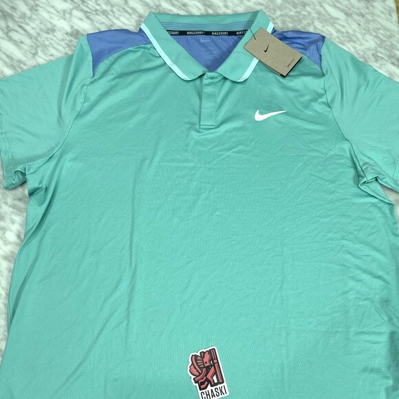 NikeCourt Advantage Men's Dri-FIT Tennis Polo FD5317-300 Green Frost/Royal XXL - Picture 1 of 14